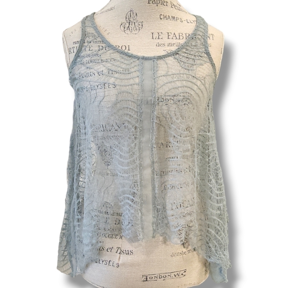 Silence + Noise Urban Outfitters Steele Blue Lace Tank Top - Size XS